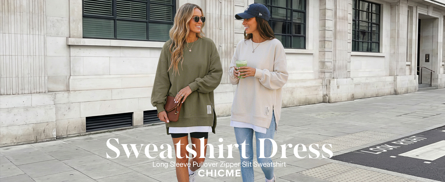 エルメ　Erme Slit over size sweat Amazon.com: CHICME Women Oversized Sweatshirt Zipper Slit Long